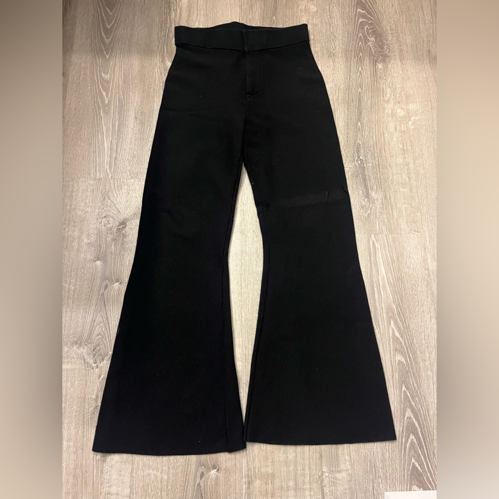 Women's Anthropologie Knit Flare Black Pants- Size Small- Pre-owned